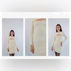 T by Alexander Wang Ladies Vanilla Ice Boucle Cut-Out Knitted Minidress, size S